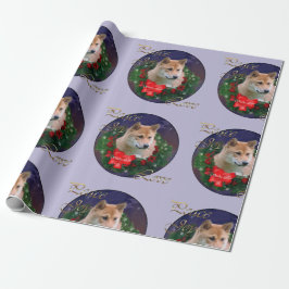 Papel De Presente Shiba Inu Christmas Wreath