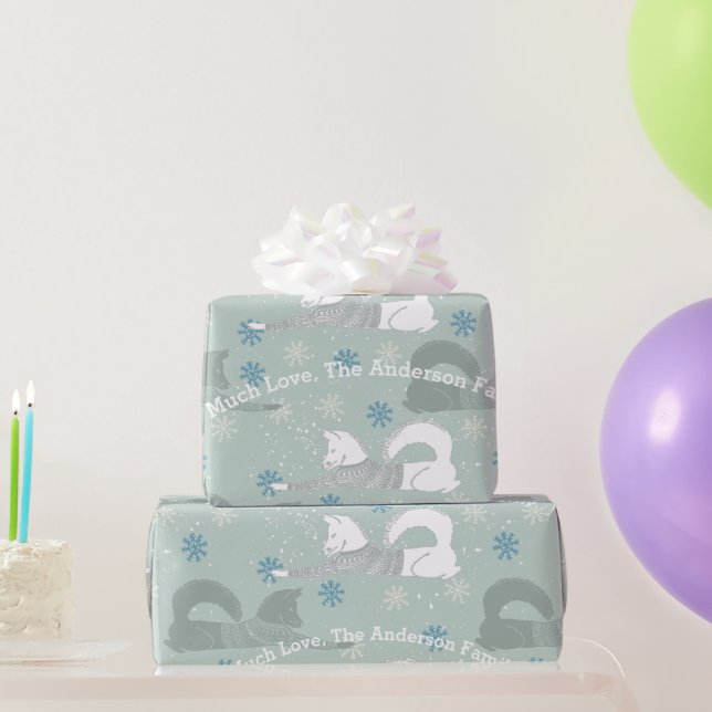 Papel De Presente Shiba, Nome Da Família Floco De Neve Azul, No Azte (Presentes para festas)