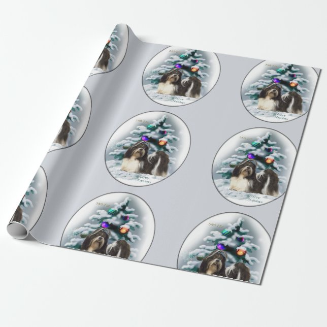 Papel De Presente Shih Tzu Christmas (Desenrolado)