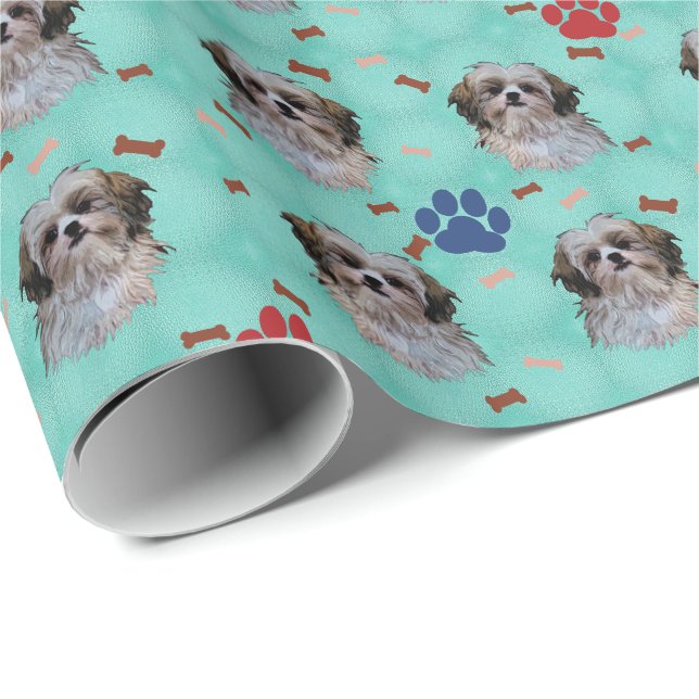 Papel De Presente Shih Tzu Portrait (Ponta do rolo)
