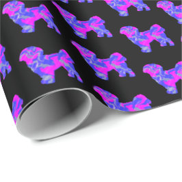 Papel De Presente Shih Tzu Silhouette Rosa e Blue Dog Black Paper