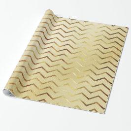 Papel De Presente Shimmer Chevron Dourado