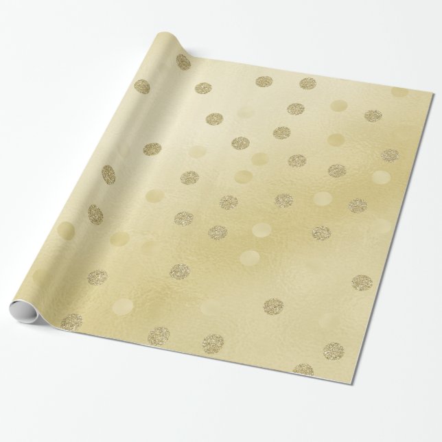 Papel De Presente Shimmer Dourado com Círculos Lítimos (Desenrolado)