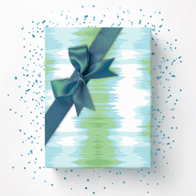 Papel De Presente Shimmer Ikat in Green and Aqua (Criador carregado)