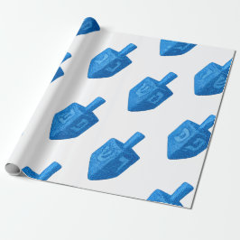 Papel De Presente Shimmering Jay Blue Glitter Dreidel Hanukkah