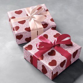 Papel De Presente Shiny Glitter Heart Valentine Pattern Gift Wrap