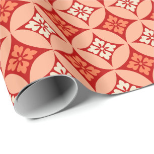 Papel De Presente Shippo com Flower Motif, Mandarin Orange