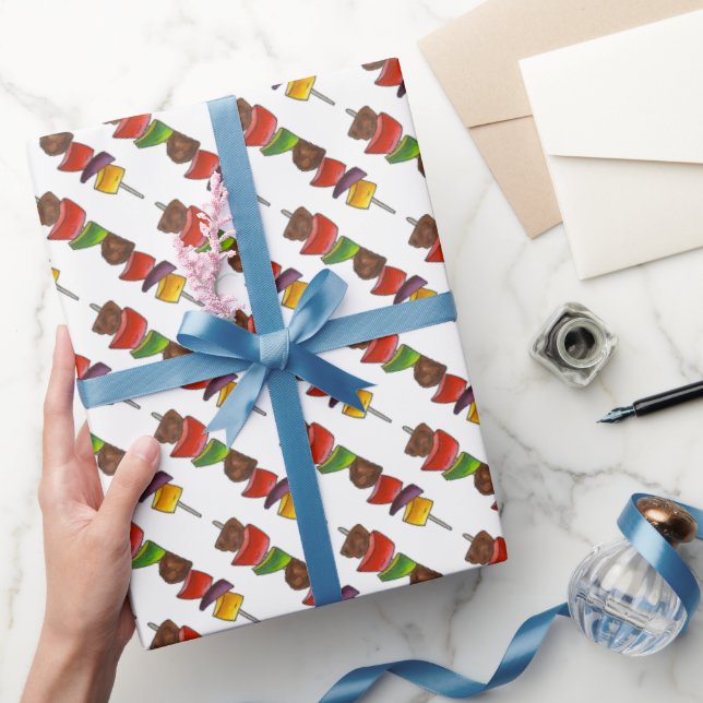 Papel De Presente Shish Kebab Veggie Skewer Grieling Comida Cookout (Presentear)