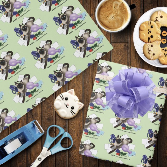 Papel De Presente Siamese Cat Mishead Funny (Criador carregado)