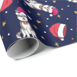 Papel De Presente Siberian Husky Blue Christmas com Santa Hat<br><div class="desc">Siberian Husky Blue Christmas com Santa Hat Wrappaper</div>
