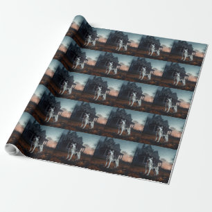 Papel De Presente Siberian Husky Halloween Assustador