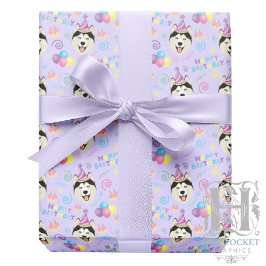 Papel De Presente Siberian Husky Wrapping Paper in Purple