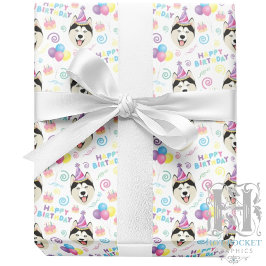 Papel De Presente Siberian Husky Wrapping Paper in White