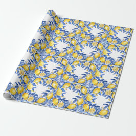 Papel De Presente Sicilian Lemon Tiles Pattern Mediterranean Dolce