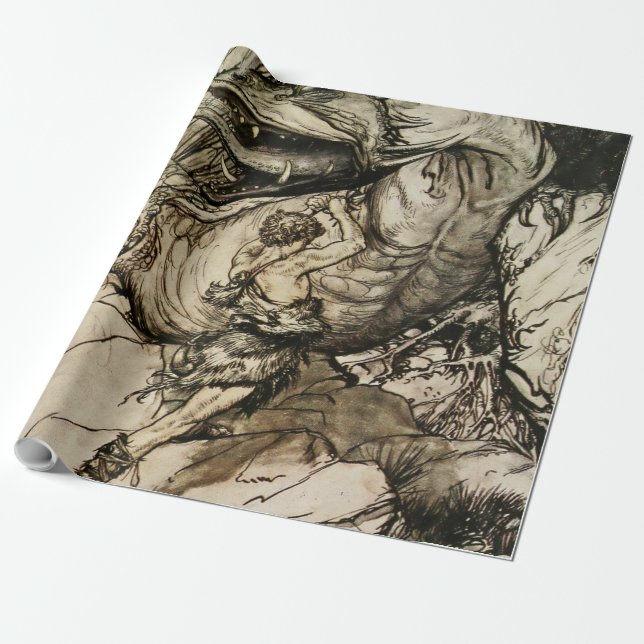 Papel De Presente "Sigfried Matares Fafner", de Arthur Rackham (Desenrolado)