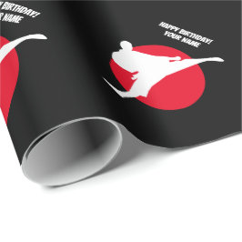 Papel De Presente Silhuday de karatê de artes marciais personalizada