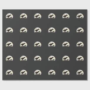 Papel De Presente Silhueta da Lua do Dinossauro de Halloween do Past