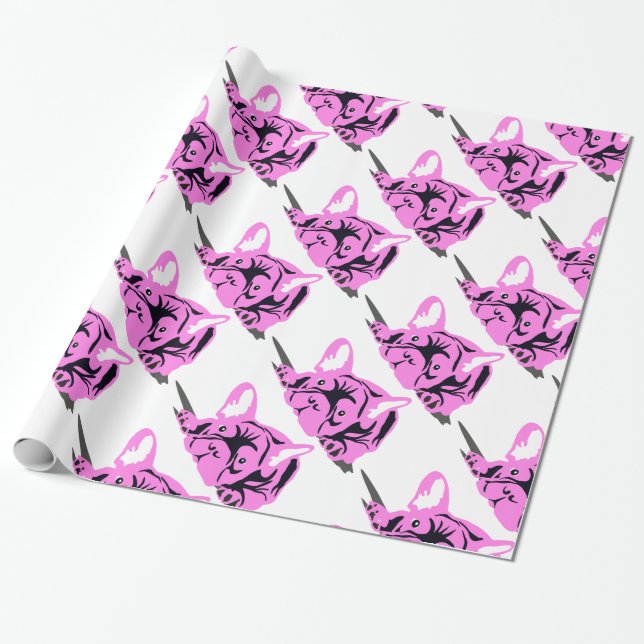 Papel De Presente Silhueta de Bulldog Francês (Desenrolado)