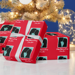 Papel De Presente Silhueta de casal romântico Natal personalizado