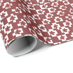 Papel De Presente Silhueta de flores em padrão.