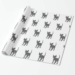 Papel De Presente Silhueta de gato egípcio - Escolha a cor de trás