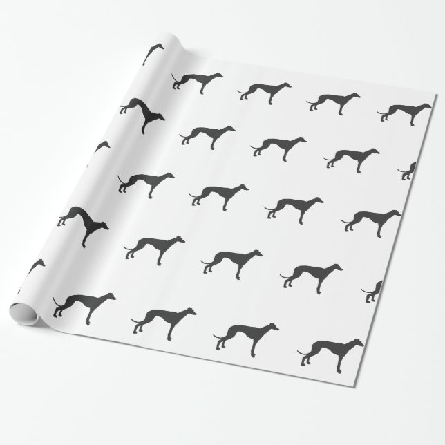 Papel De Presente Silhueta de Greyhound italiano em preto (Desenrolado)