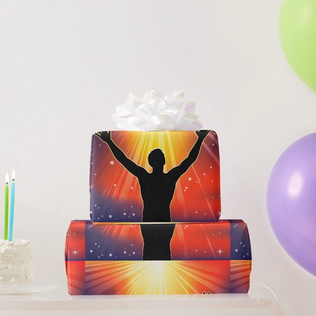 Papel De Presente Silhueta de Homem Espiritual Erguendo os Braços (Criador carregado)