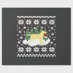 Papel De Presente Silhueta de Labrador Amarelo de Natal com Chapéu d