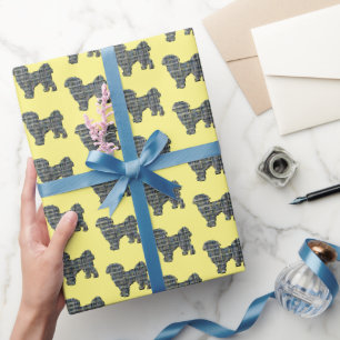 Papel De Presente Silhueta de Shih Tzu Fofo Cão Y&B Grade Amarelo