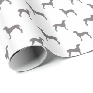 Papel De Presente Silhuetas cinzentas de Weimaraner no fundo branco