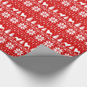 Papel De Presente Silhuetas de Cachorro Lowchen Padrão de Natal Féri