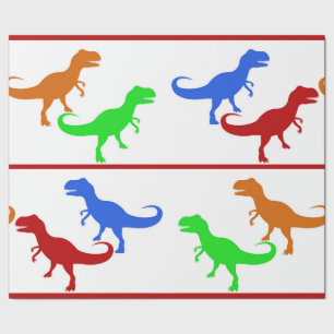 Papel De Presente Silhuetas do Dinossauro Jurássico T-Rex