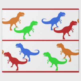Papel De Presente Silhuetas do Dinossauro Jurássico T-Rex