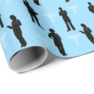 Papel De Presente Silhuettes do Dr. Masculino e Feminino, Gift Wrap