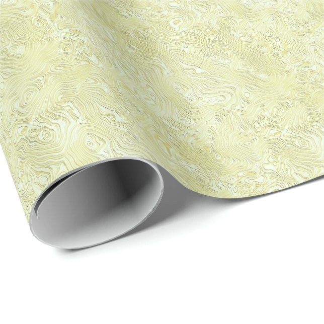 Papel De Presente Silky Faux Moire Pattern in Shimmering Yellow (Ponta do rolo)