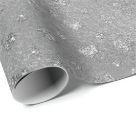Papel De Presente Silver Confetti Hearts Glitter Glam Vip