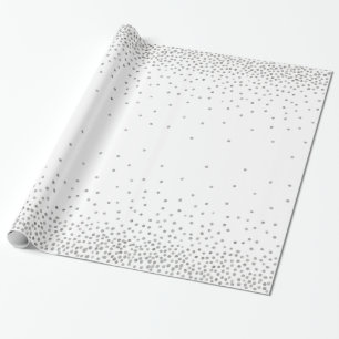 Papel De Presente Silver Confetti sobre o estilo de feriado branco