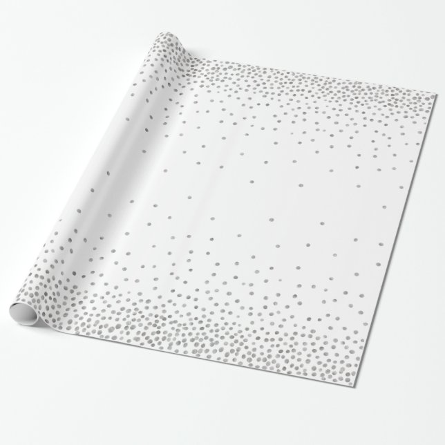 Papel De Presente Silver Confetti sobre o estilo de feriado branco (Desenrolado)