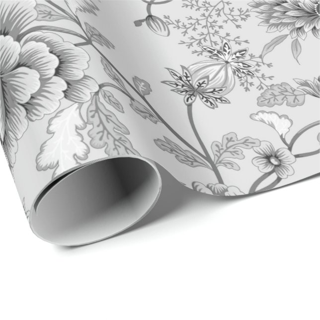 Papel De Presente Silver Floral e Hummingbird (Ponta do rolo)