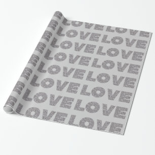 Papel De Presente Silver Glitter Love