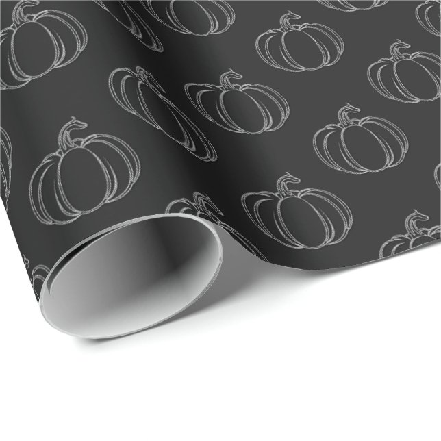 Papel De Presente Silver Pumpkin Halloween (Ponta do rolo)