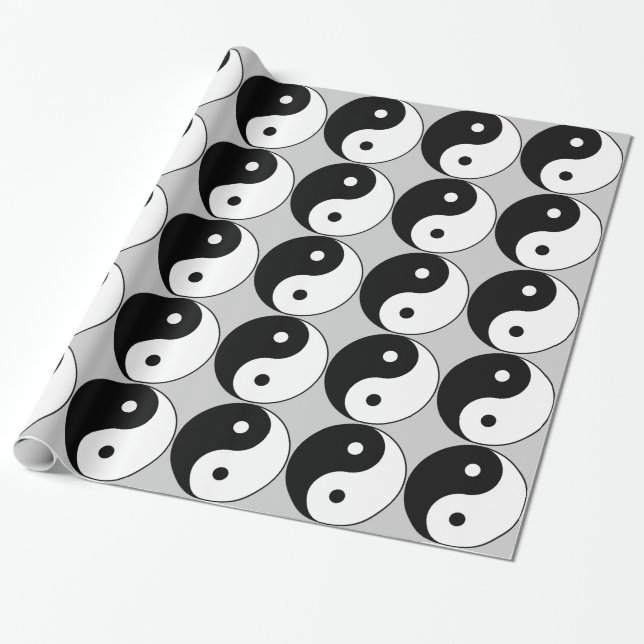 Papel De Presente símbolo branco preto yin yang (Desenrolado)