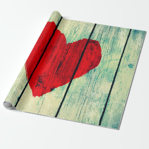 Papel De Presente Símbolo de amor na velha parede de madeira