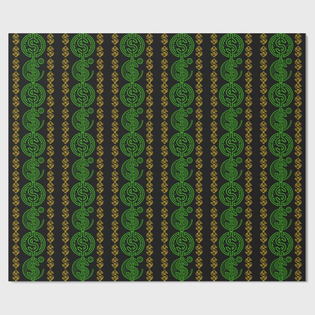 Papel De Presente Símbolo de Dólar Verde - Ícone de Dólar Dourado (Aberto)