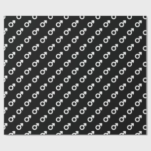 Papel De Presente símbolo de gênero masculino preto e branco