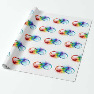Papel De Presente Símbolo de Infinito com Pena de Arco-íris