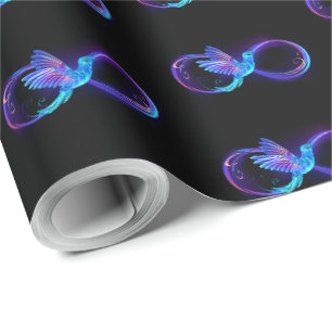 Papel De Presente Símbolo de Infinito Neon com Beija-flor Brilhante