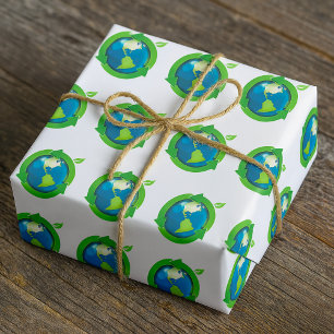 Papel De Presente Símbolo de Reciclagem Terra Amiga do Meio Ambiente