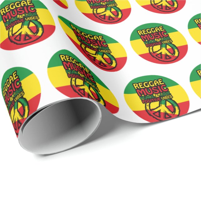 Papel De Presente Símbolo de Reggae e Paz com citações positivas (Ponta do rolo)