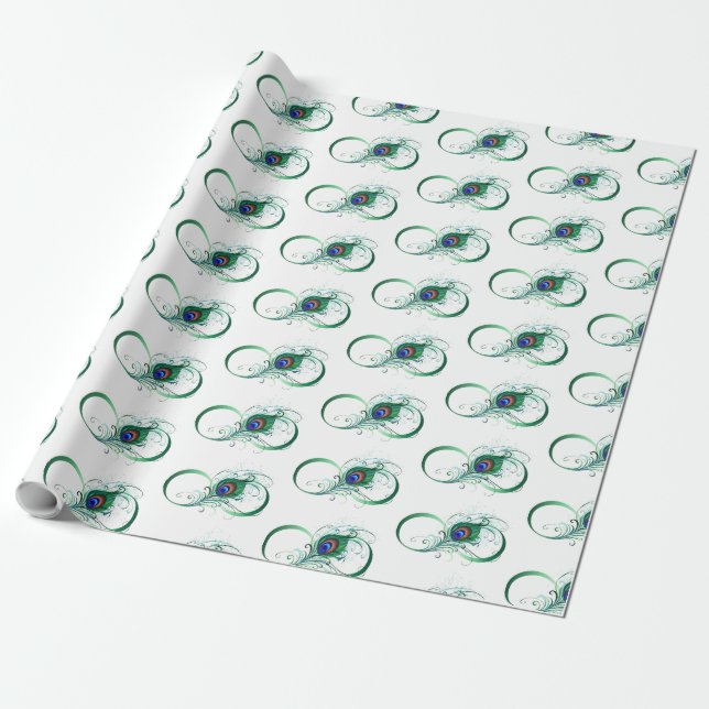 Papel De Presente Símbolo Infinito com Pavão (Desenrolado)